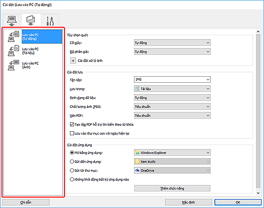 hình: Hộp thoại Cài đặt